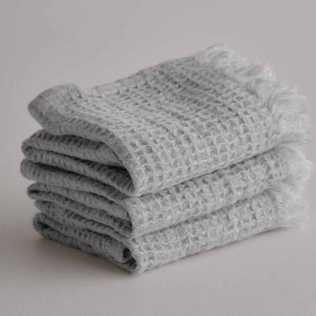 Waffle Face Towel | Fog - Suzie Anderson Home