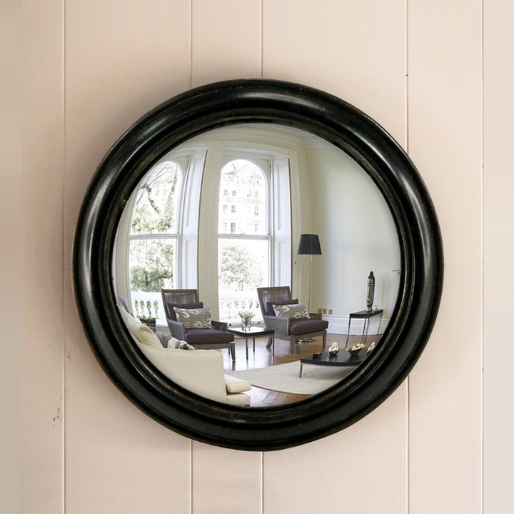 Large Black Convex Mirror 23cm