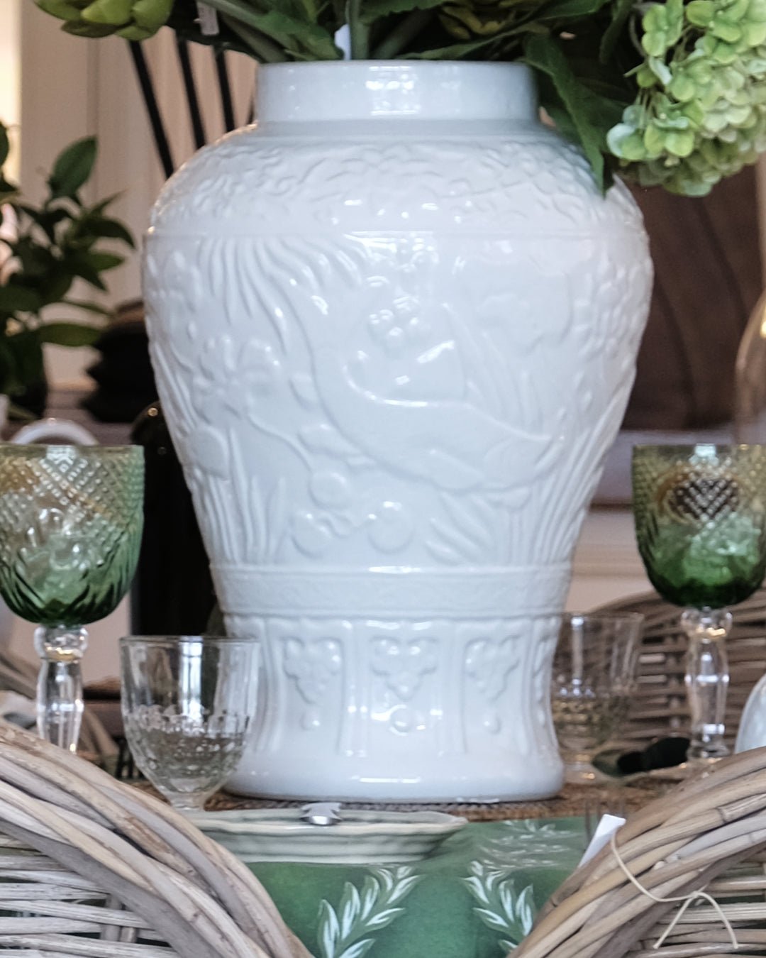 White Ceramic Textured Ginger Jar | H56cm - Suzie Anderson Home
