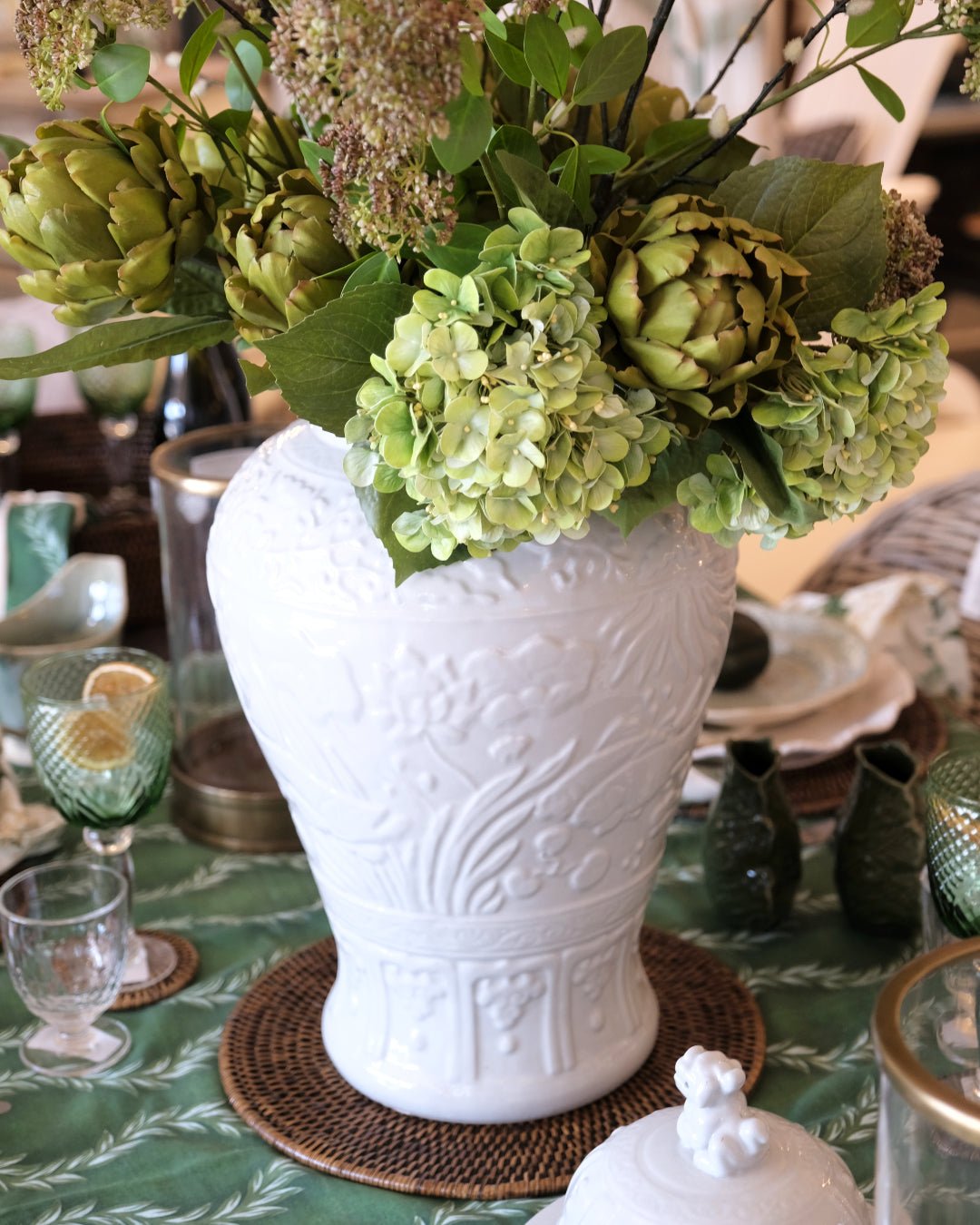 White Ceramic Textured Ginger Jar | H56cm - Suzie Anderson Home