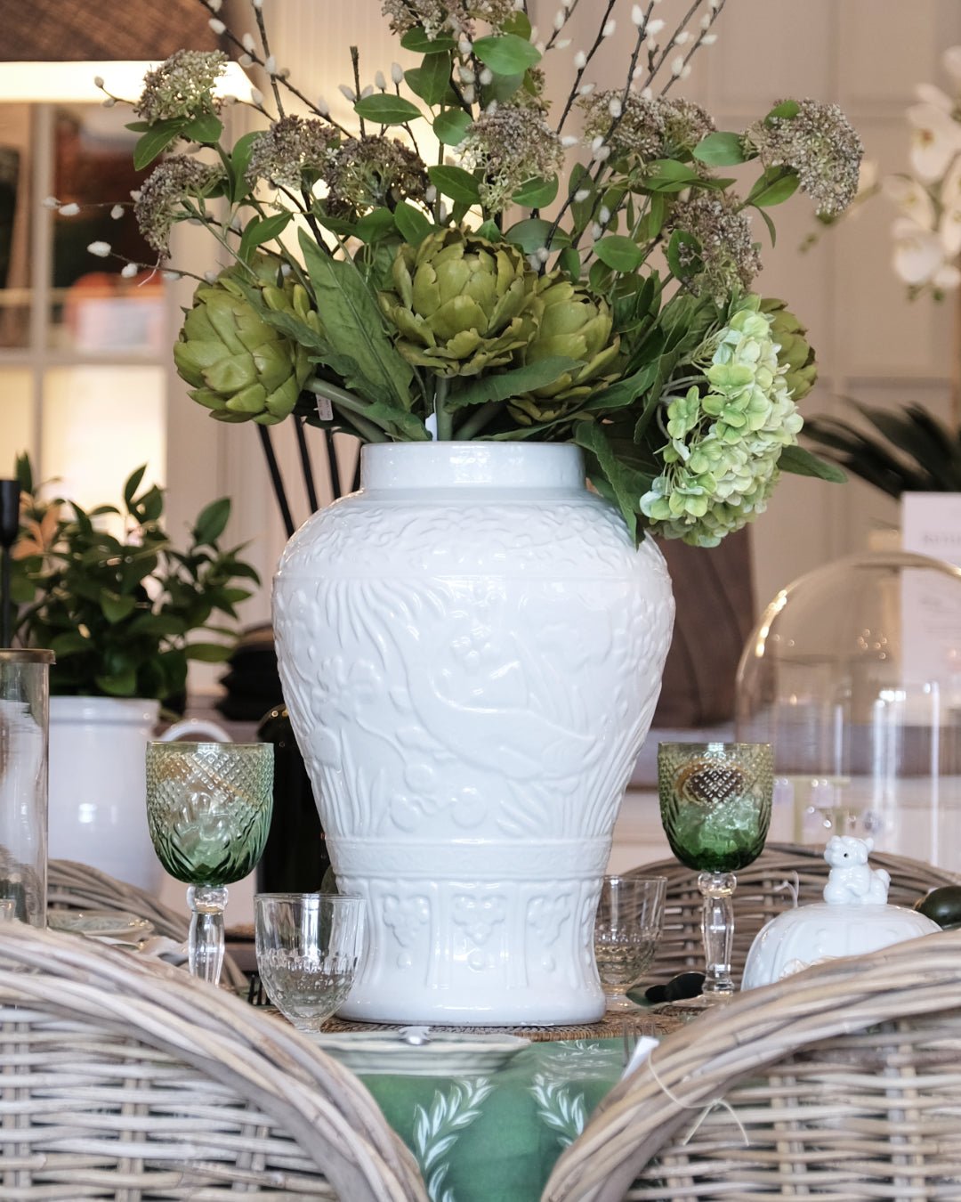 White Ceramic Textured Ginger Jar | H56cm - Suzie Anderson Home