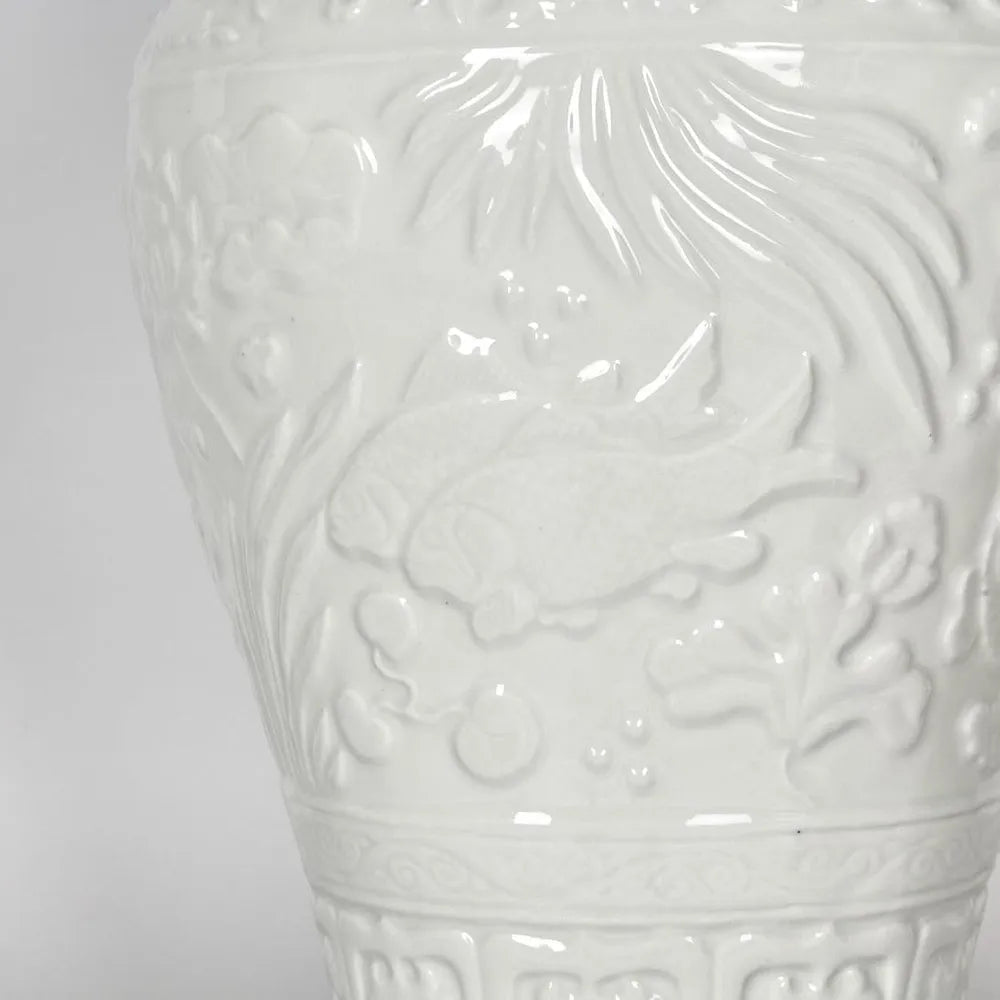 White Ceramic Textured Ginger Jar | H56cm - Suzie Anderson Home