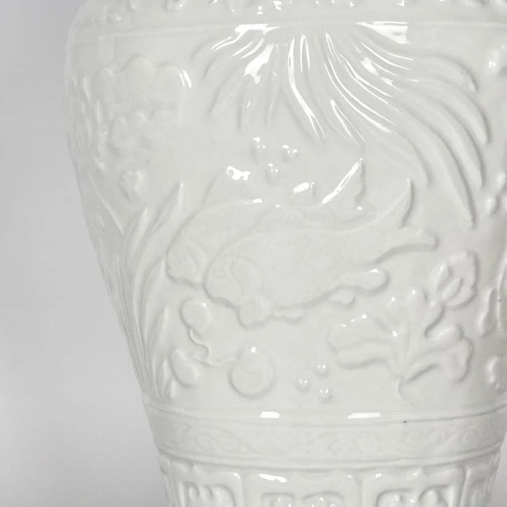 White Ceramic Textured Ginger Jar | H56cm - Suzie Anderson Home
