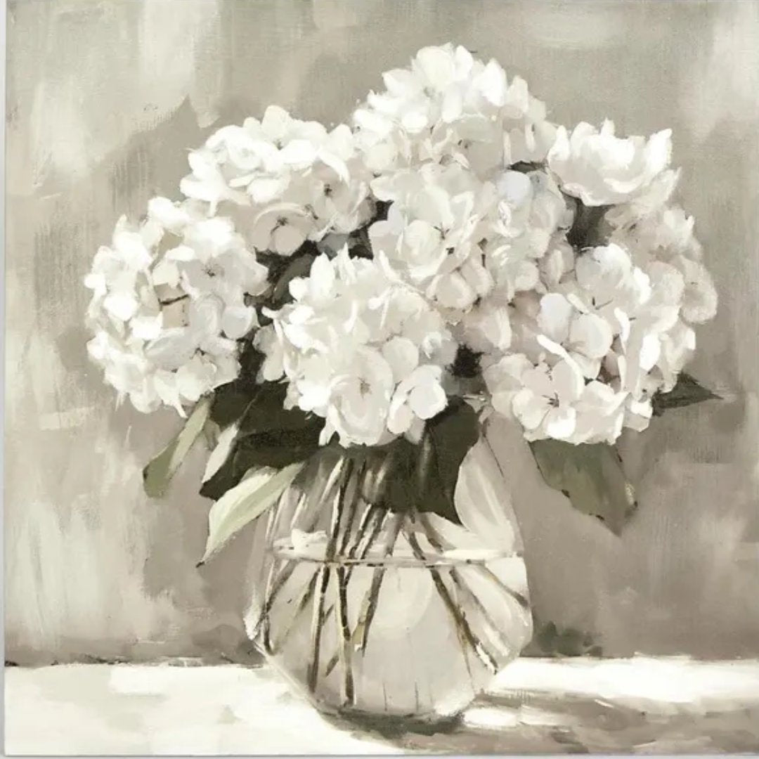 White Hydrangeas Wall Art Canvas - Suzie Anderson Home