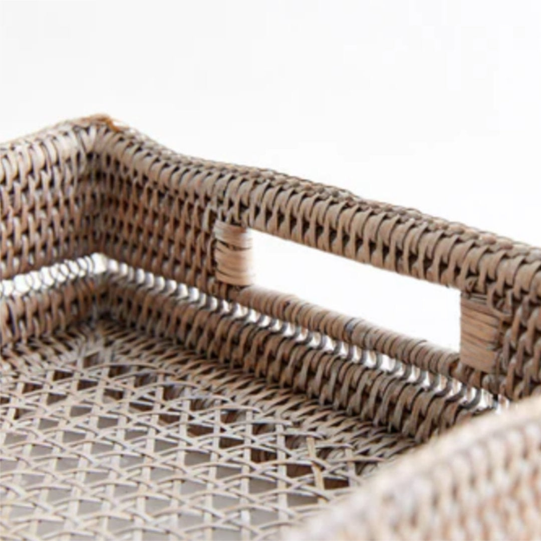 Lace Rattan Tray | White Wash | 38 x 28 x 10 cm