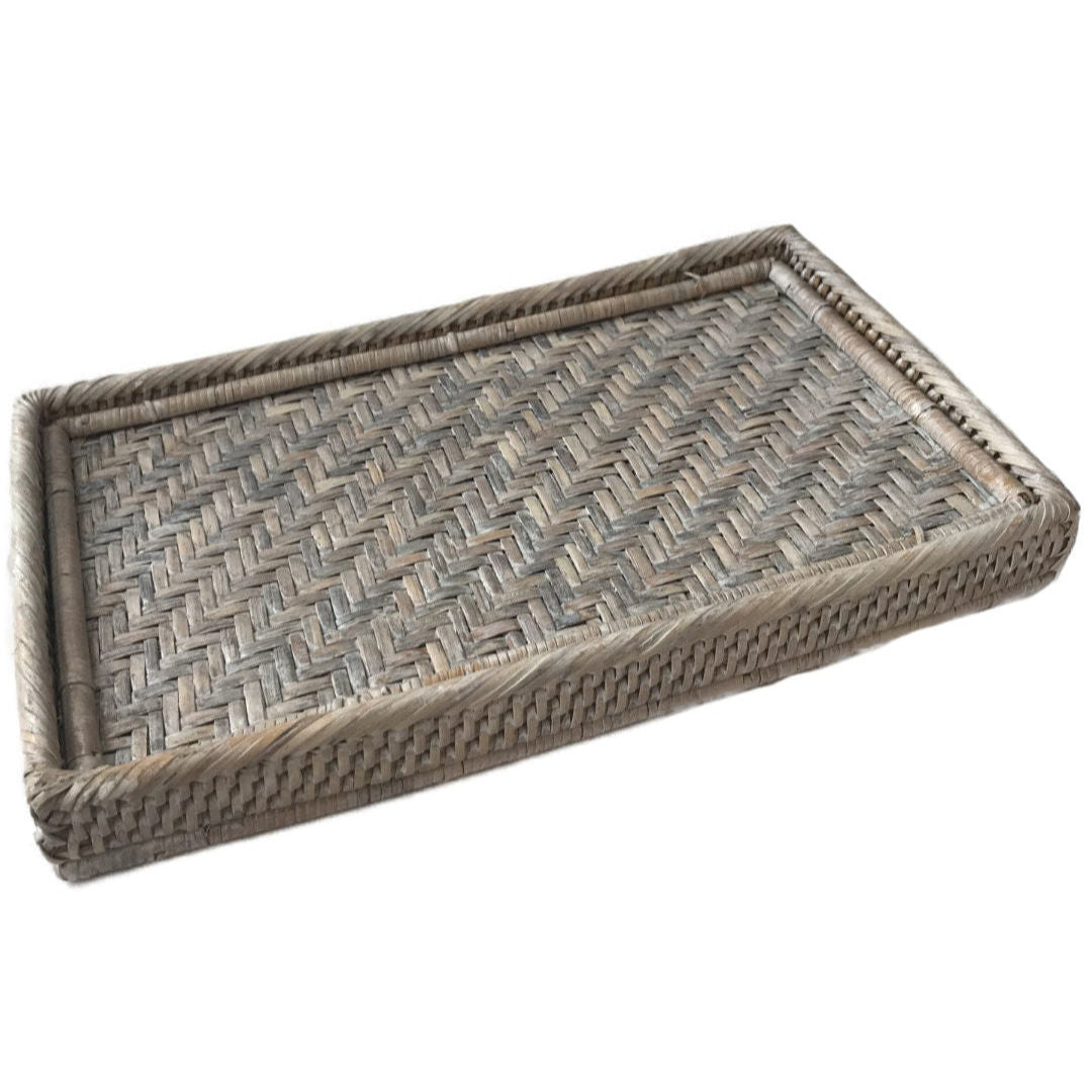 Bedside Rattan Tray | White Wash - Suzie Anderson Home 