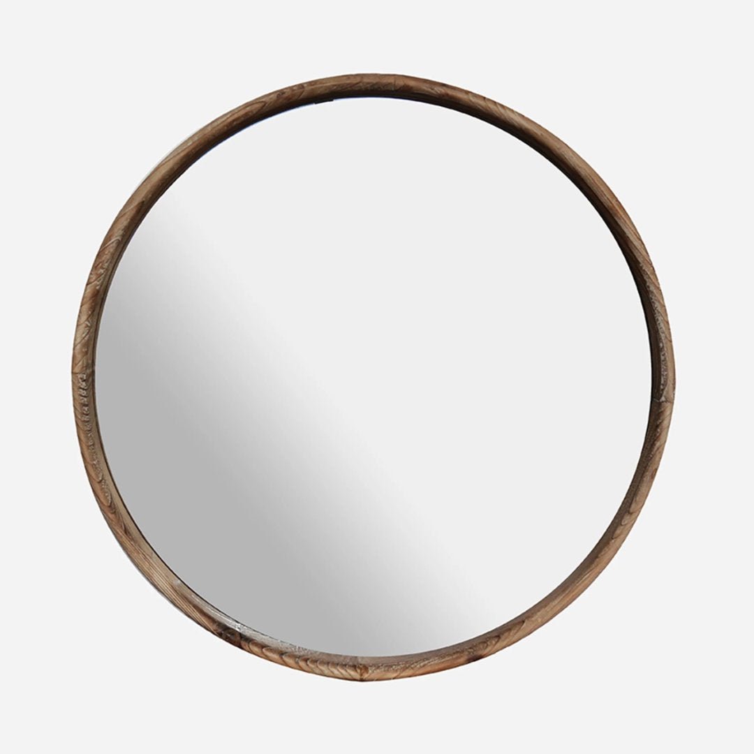Woden Round Timber Wall Mirror 50cm - Suzie Anderson Home