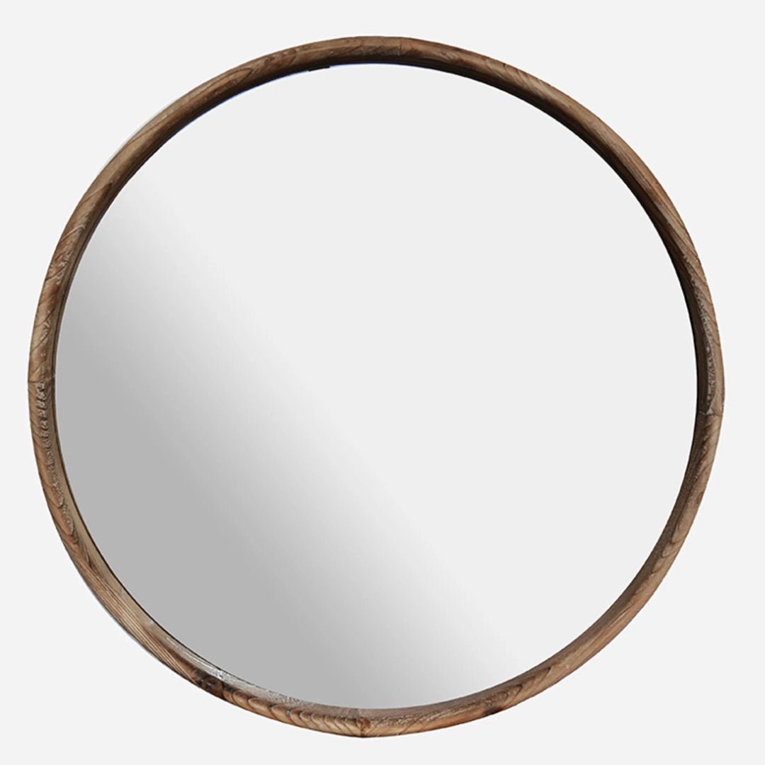 Woden Round Timber Wall Mirror 59cm - Suzie Anderson Home