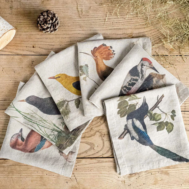 Woodland Birds | Linen Napkin | SET OF 6
