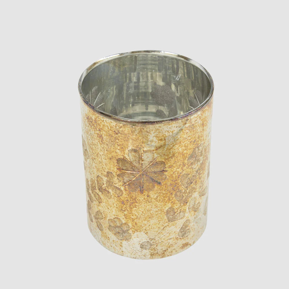 Antique Mercury Glass Floral Candle Holder | Large 13.5cmH