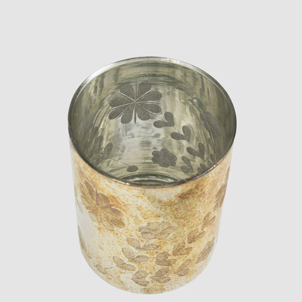 Antique Mercury Glass Floral Candle Holder | Large 13.5cmH