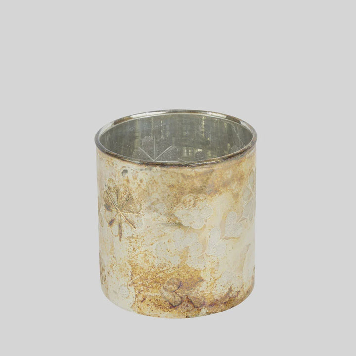 Antique Mercury Glass Floral Candle Holder | Small 10.5cmH