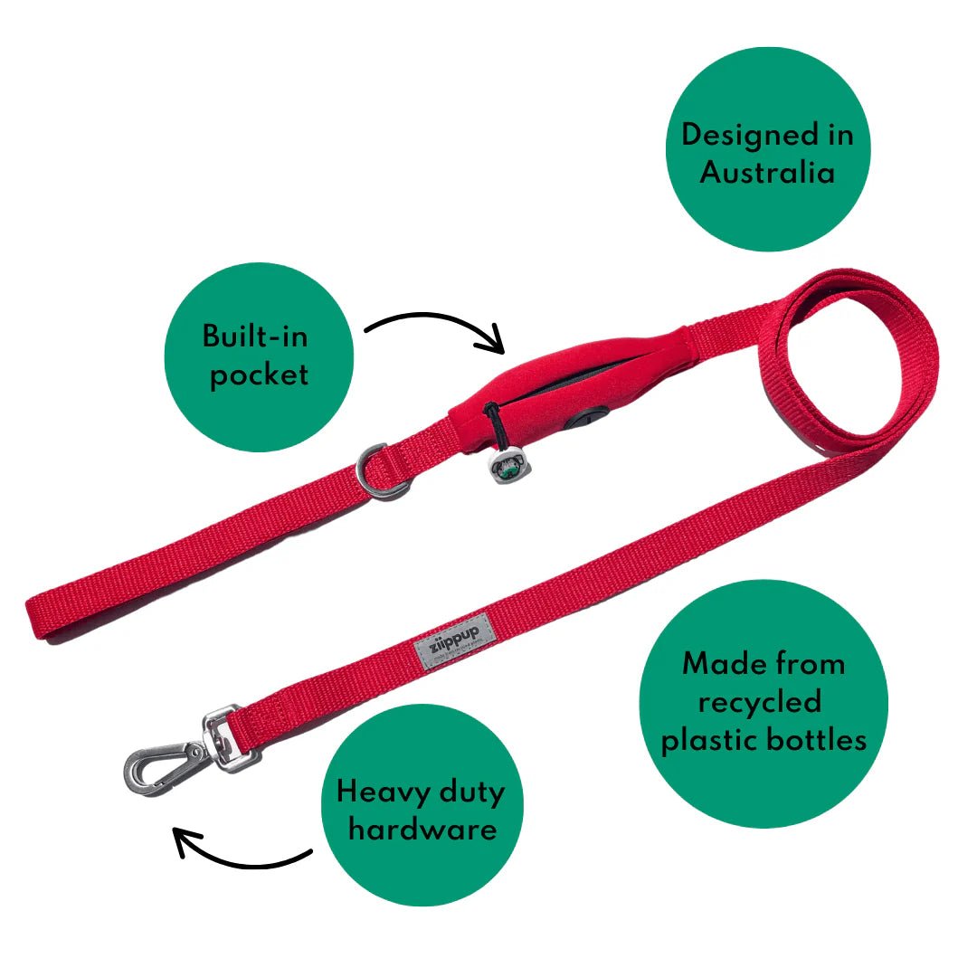 Ziippup | Red Dog Lead with Built in Pocket (BOWRAL) - Suzie Anderson Home