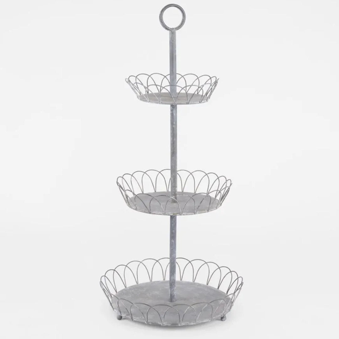 Zinc Three Tiered Looped Stand | 75cmH - Suzie Anderson Home